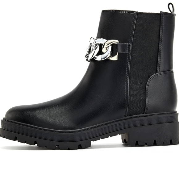 Womens Lug Sole Platform Ankle Boots Chelsea Slip On Chunky Block Heel Fall - Picture 11 of 12